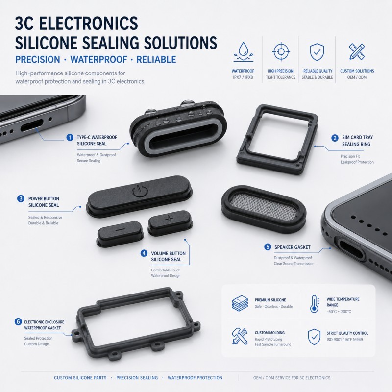 Custom 3C electronic silicone parts for waterproof devices