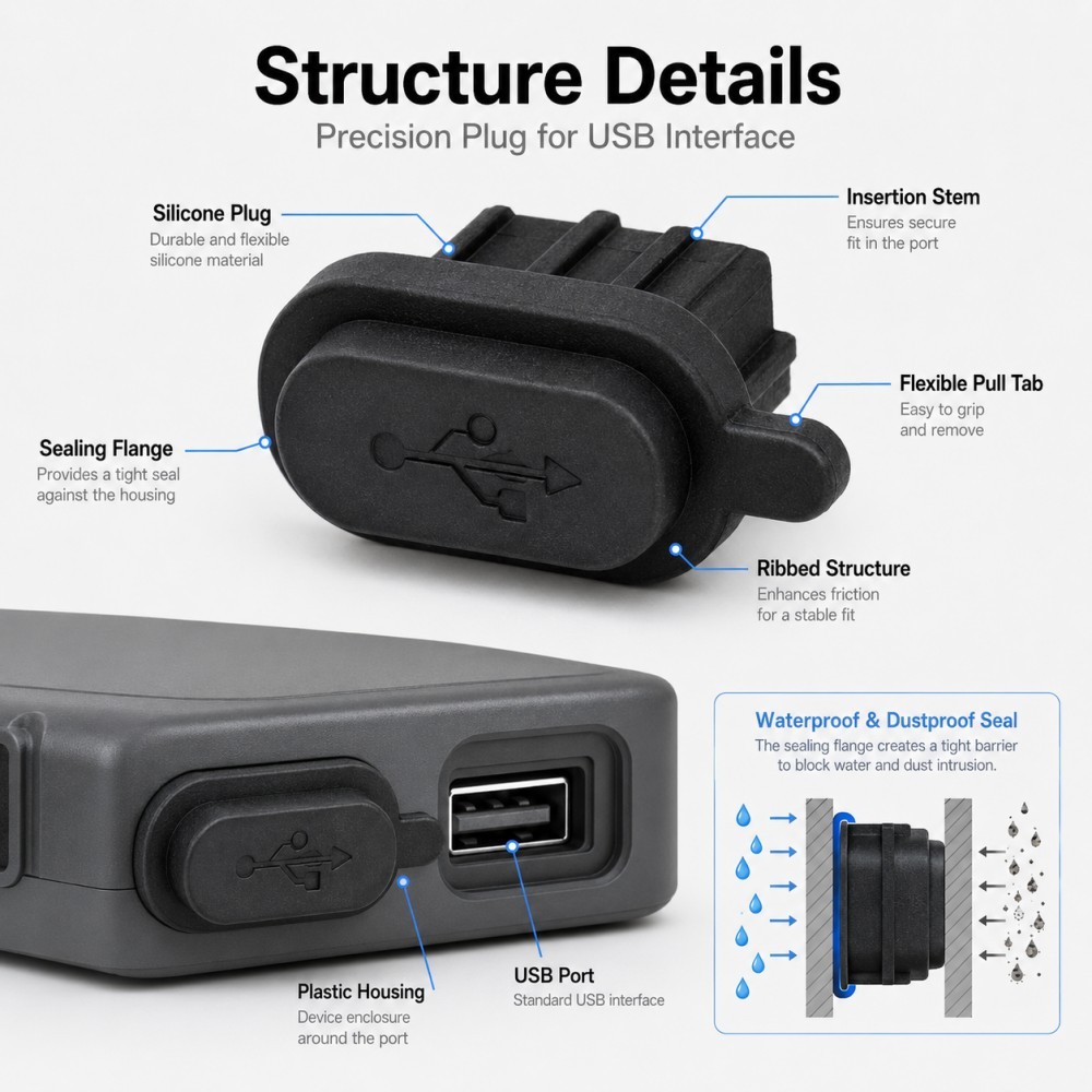 USB silicone waterproof plug structure