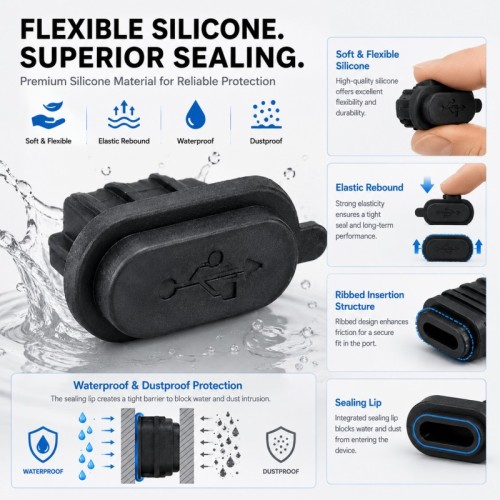 USB Port Silicone Waterproof Plug for 3C Electronics