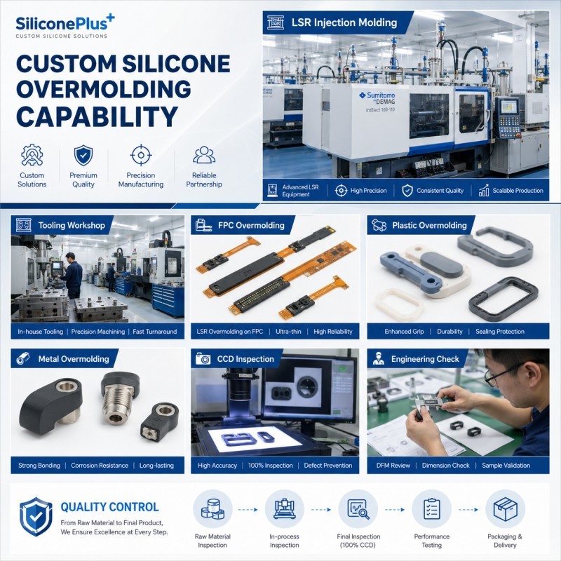 Custom silicone overmolding factory capability and quality control