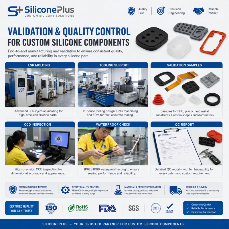SiliconePlus validation and quality control for custom silicone parts