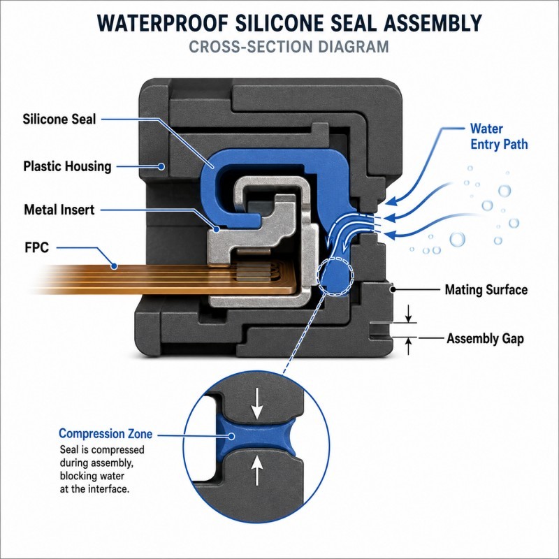 Waterproof silicone seal assembly design for custom components