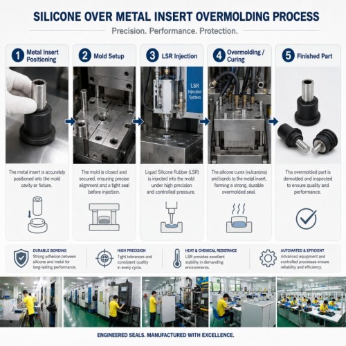 Custom Silicone Overmolded Metal Insert Waterproof Seal