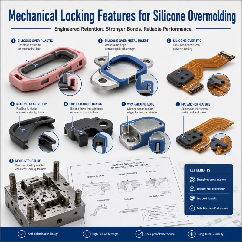 How Do Mechanical Locking Features Improve Silicone Overmolding Reliability?