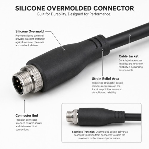 Precision Silicone Overmolded Cable Strain Relief Seal