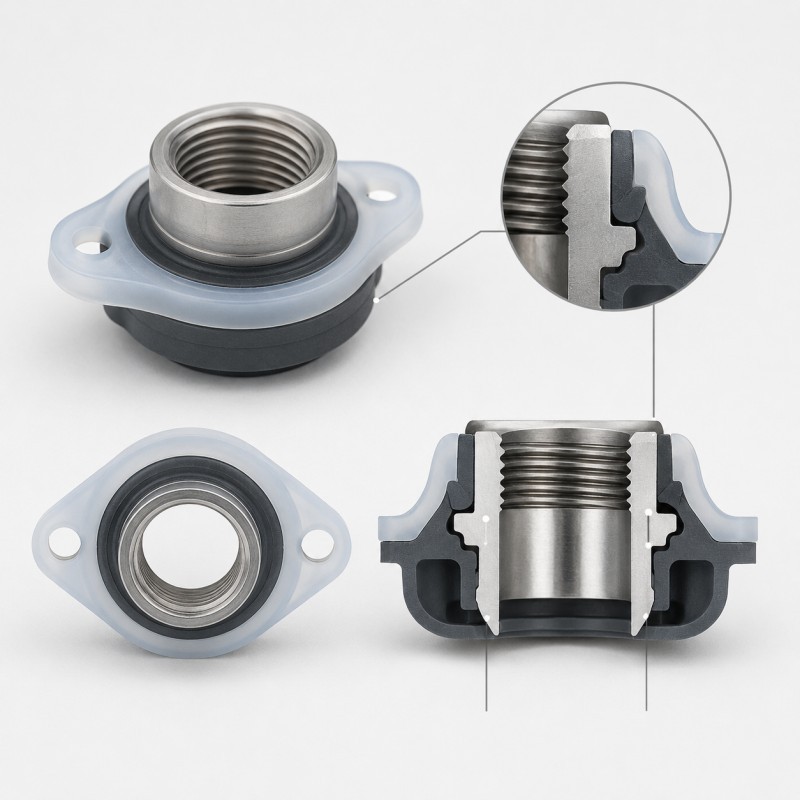 Silicone over metal insert waterproof seal