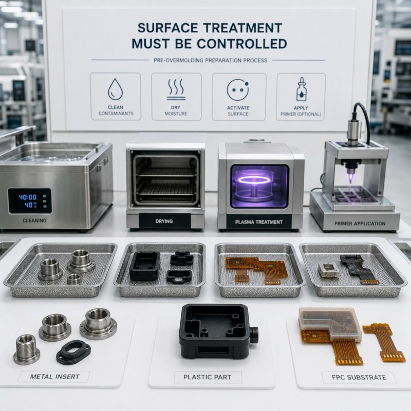 Substrate surface treatment before silicone overmolding