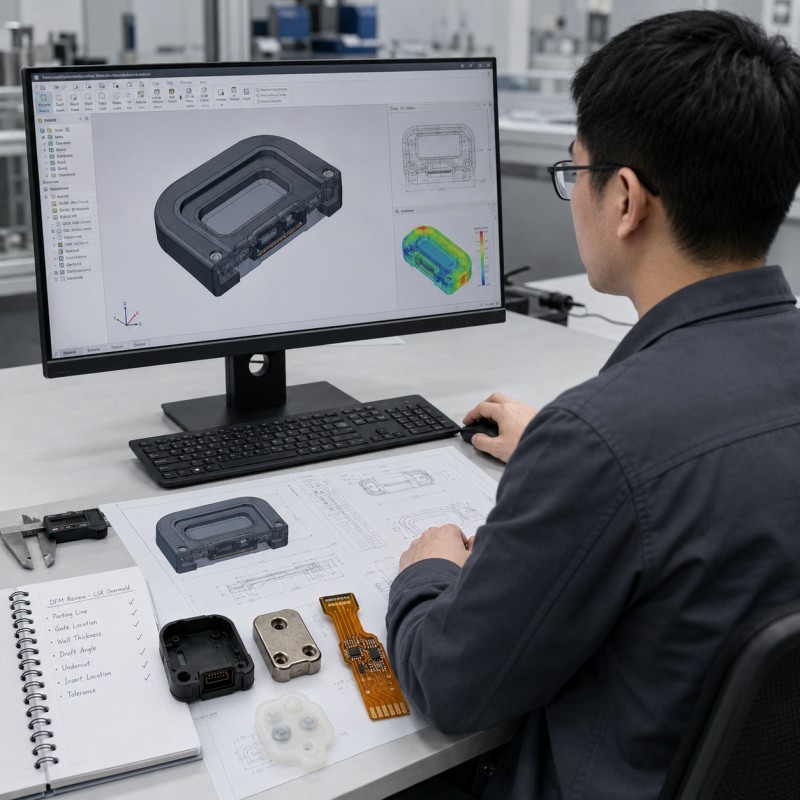 LSR overmolding DFM review drawing
