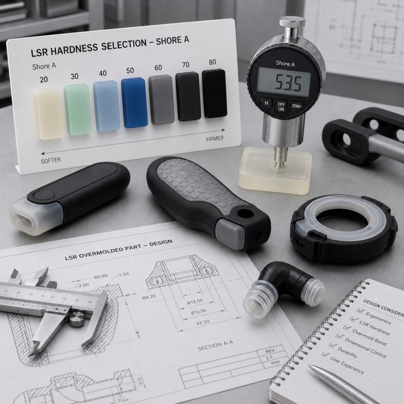 LSR hardness selection for silicone overmolding