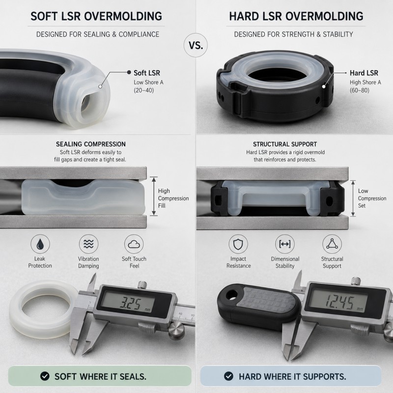Soft vs hard LSR overmolding comparison
