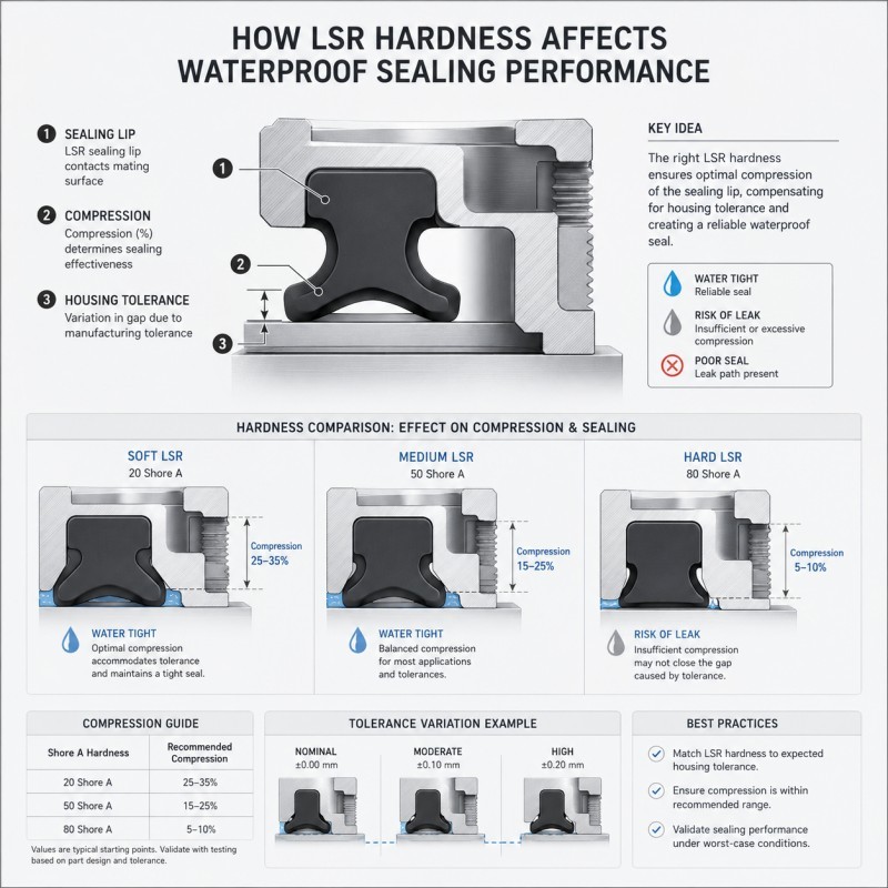 LSR hardness and sealing compression design