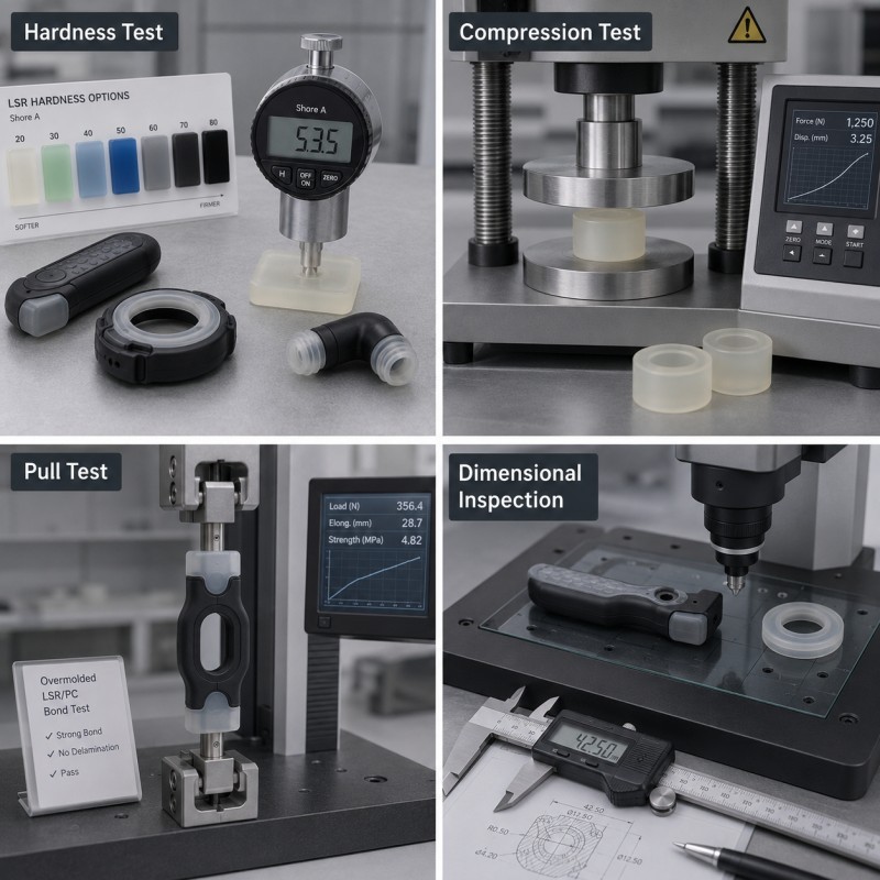 Custom LSR hardness testing for overmolded parts