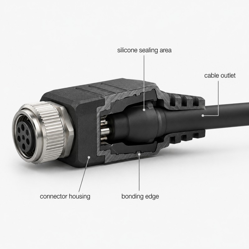 Connector seal cable overmolding design