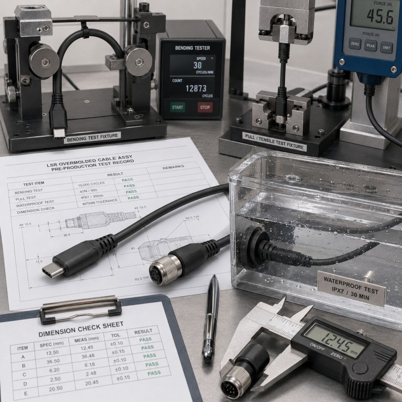 LSR overmolded cable testing
