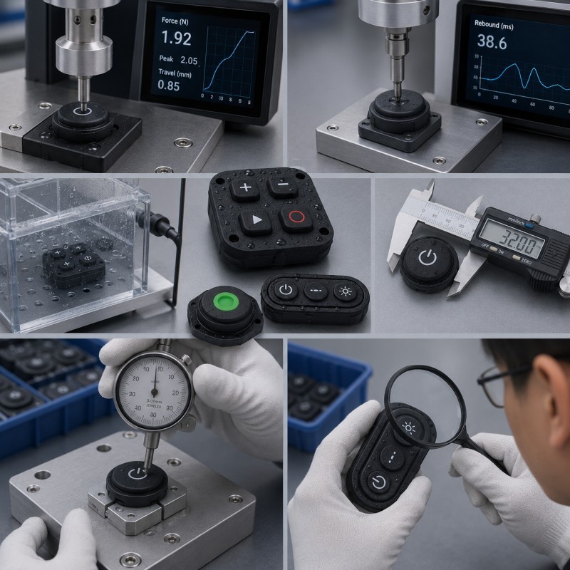 LSR overmolded button testing