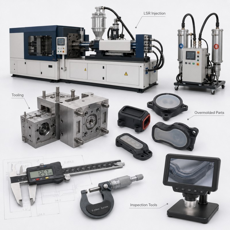LSR overmolding process and tooling