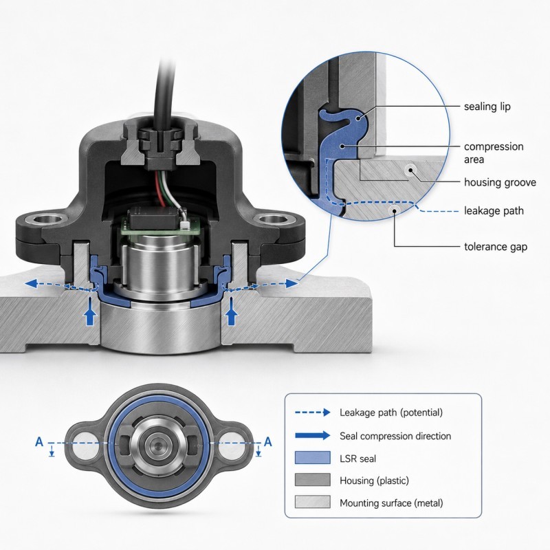 Sensor seal compression path design