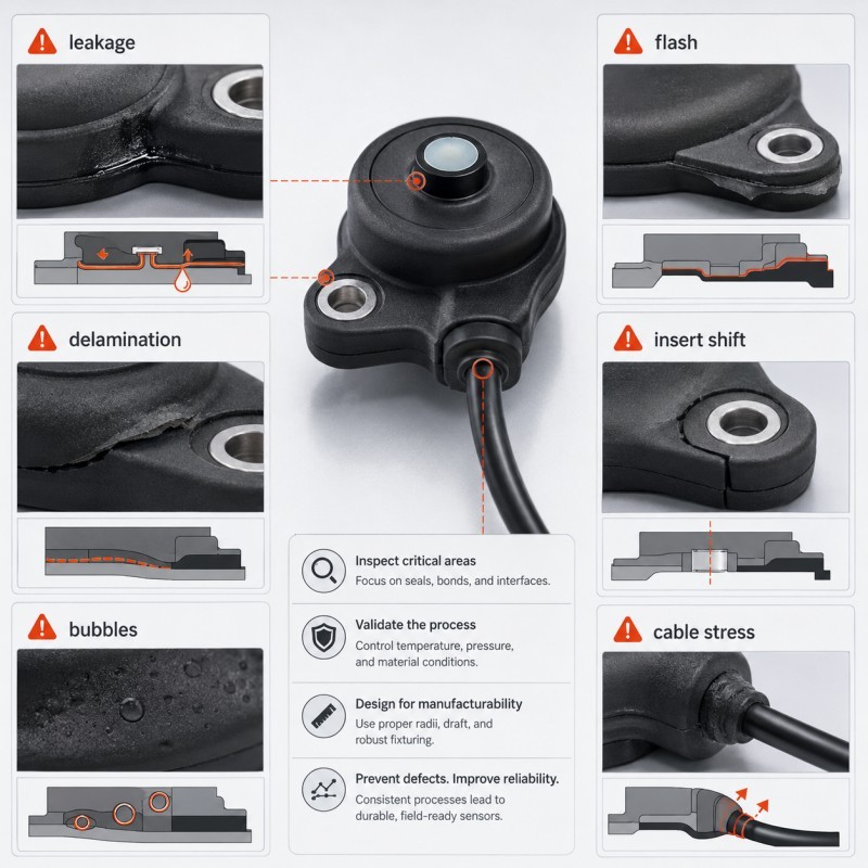 Sensor overmolding failure risks