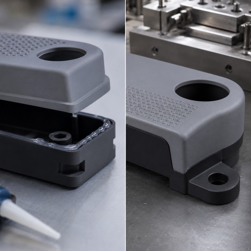 Adhesive bonding vs LSR overmolding comparison