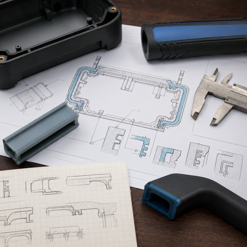 Silicone overmolding design factors for plastic parts
