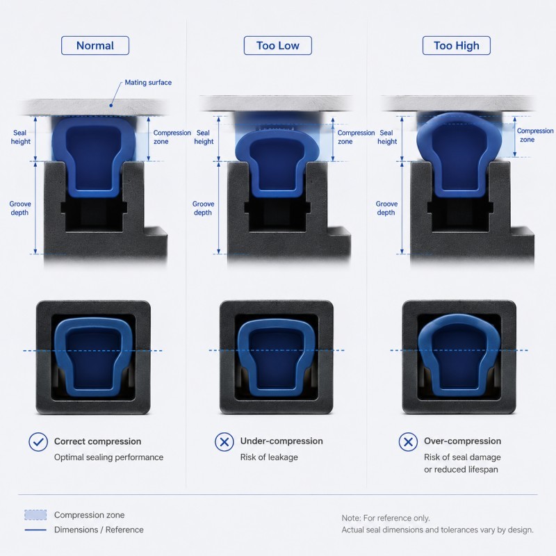 Silicone seal compression and tolerance design