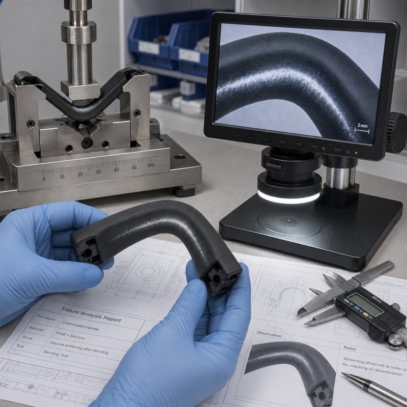 Silicone whitening failure analysis and bending test