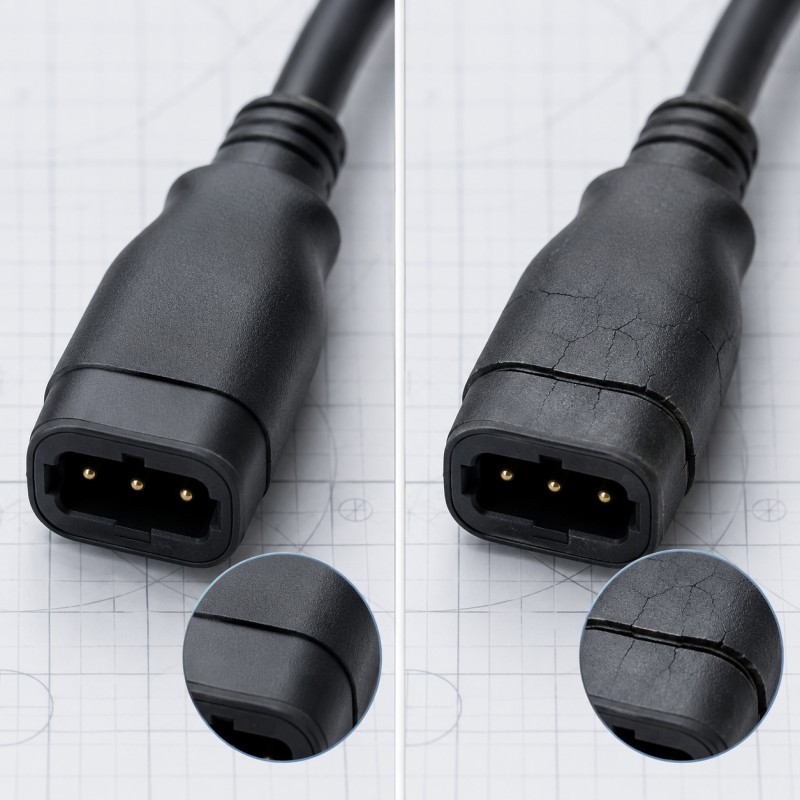 LSR overmolded part before and after thermal cycling
