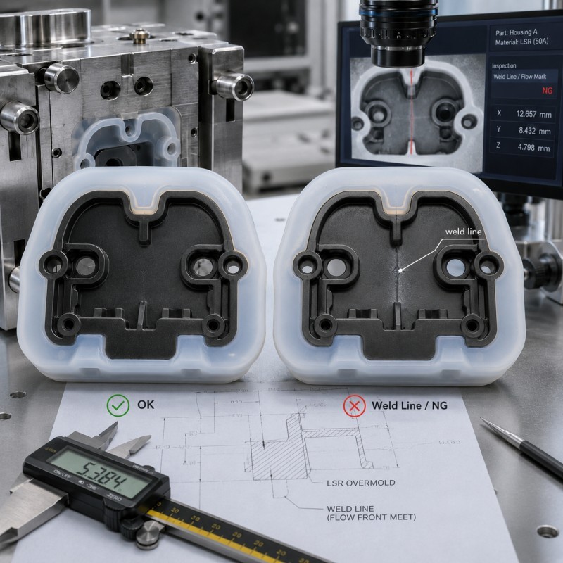 LSR weld line defect comparison