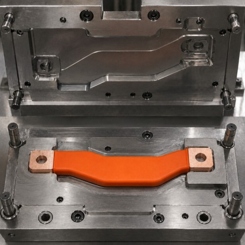 Custom LSR Overmolded Copper Busbar Insulation Components