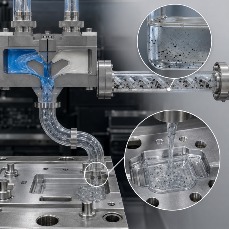 Pre-cured particles in LSR mixing system