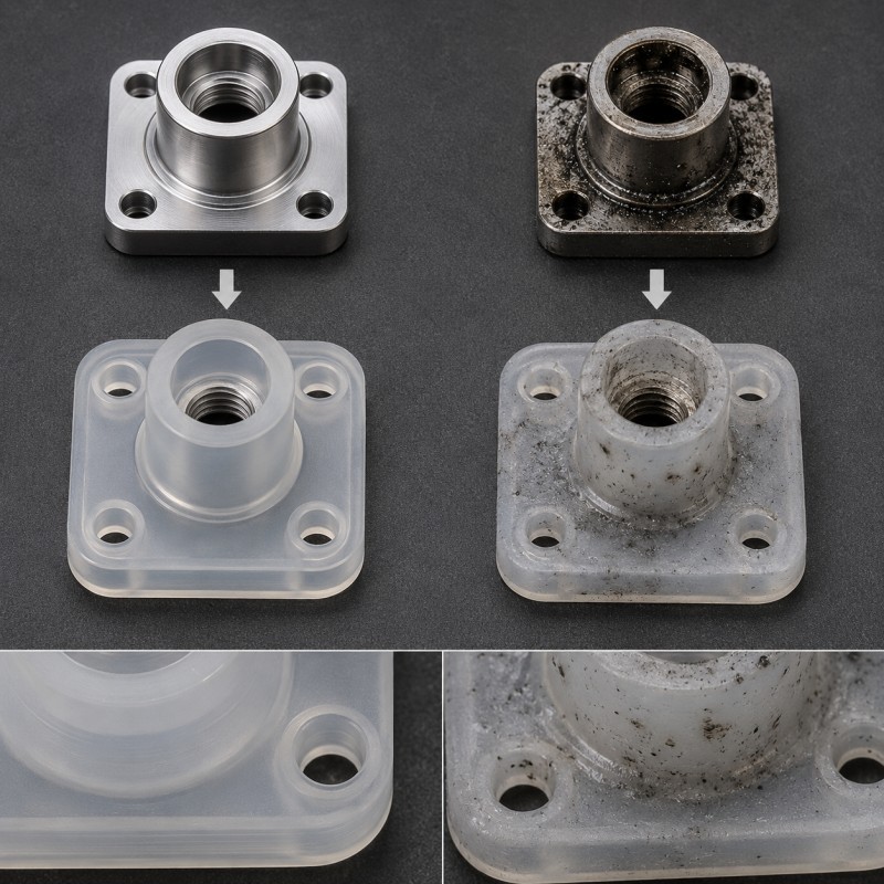 Insert surface contamination in silicone overmolding