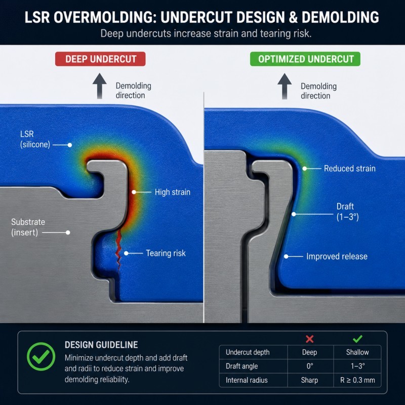 LSR undercut and demolding design