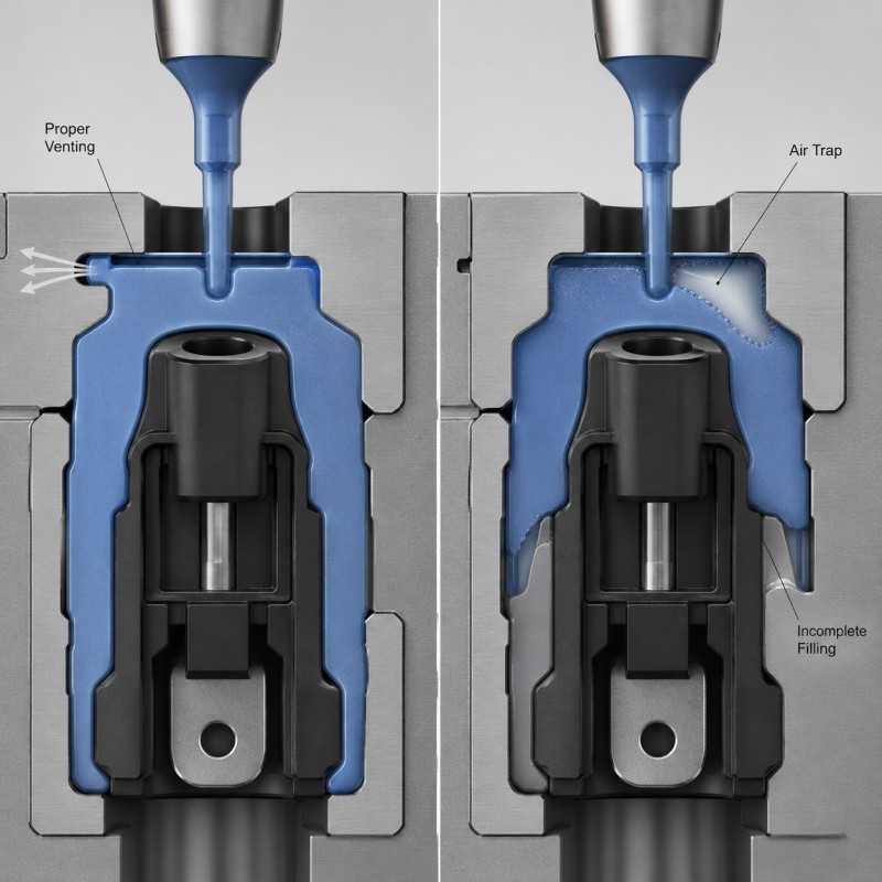 LSR incomplete filling and mold venting