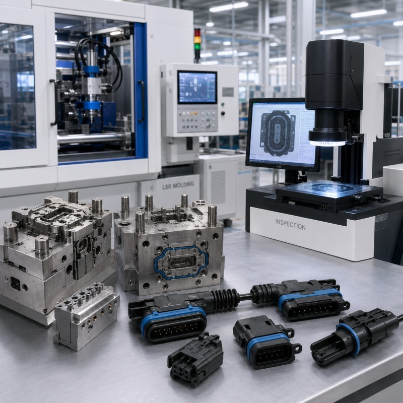 SiliconePlus waterproof connector overmolding capability