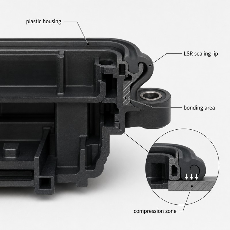 ECU housing silicone overmolding structure