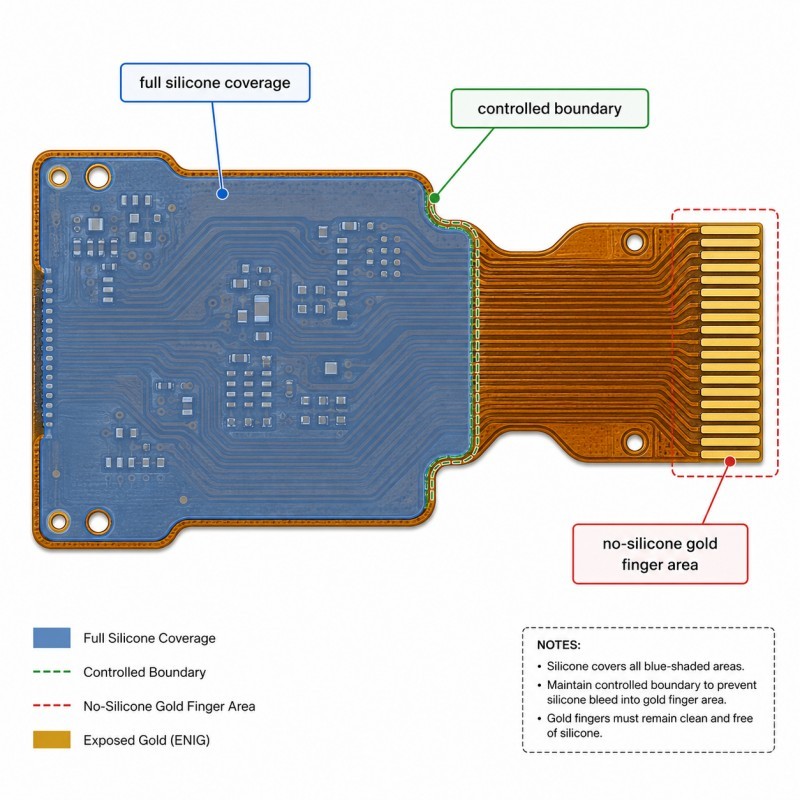 FPC silicone coverage and no silicone zones