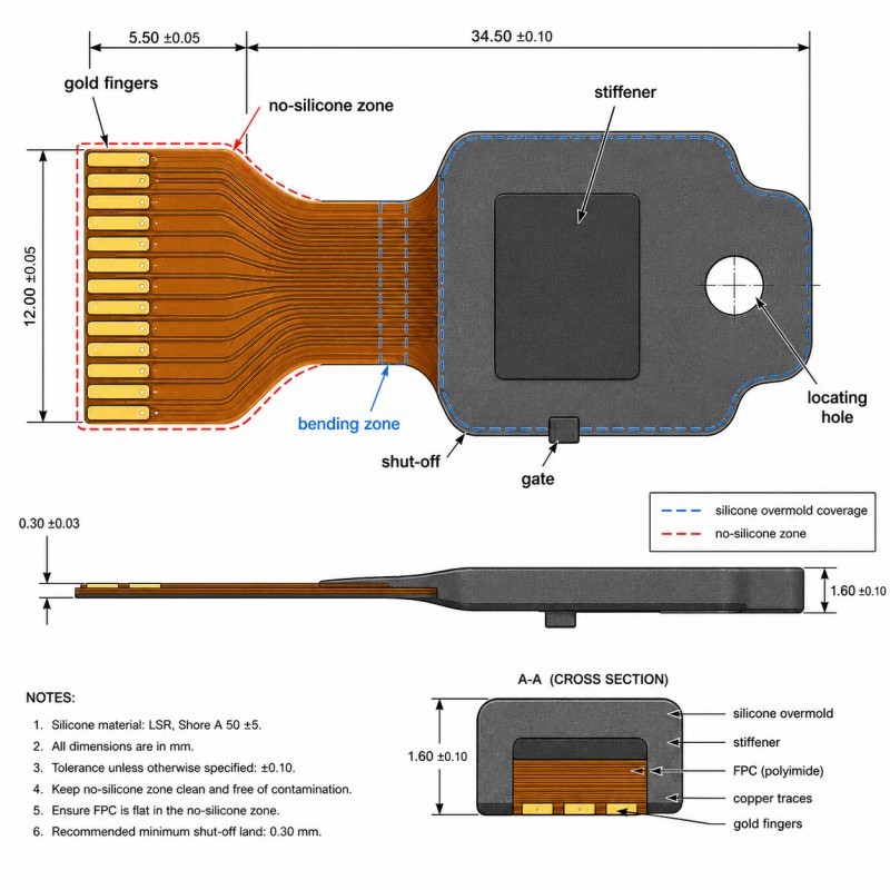 FPC contact pad protection DFM design