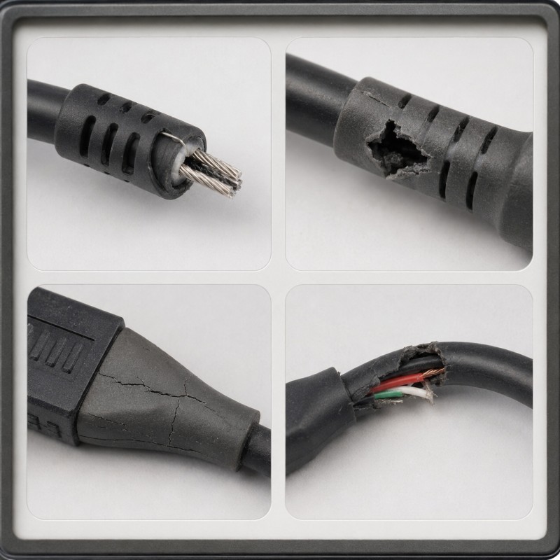Silicone overmolded cable strain relief failure modes