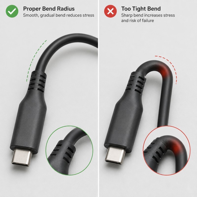 Cable strain relief bend radius comparison