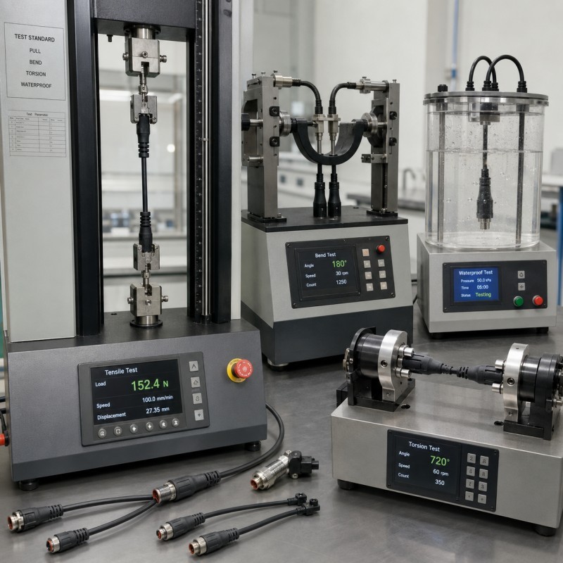 Silicone overmolded cable pull and bend testing