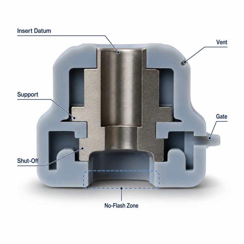 LSR overmolding flash control DFM