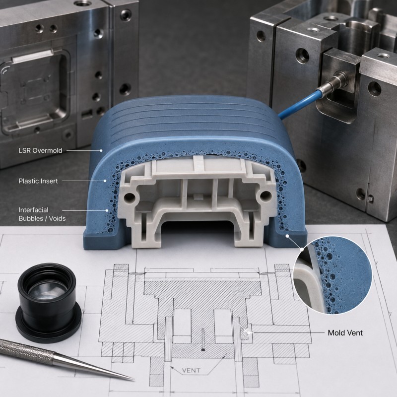 Why Do Bubbles and Voids Form Around Inserts During LSR Overmolding?