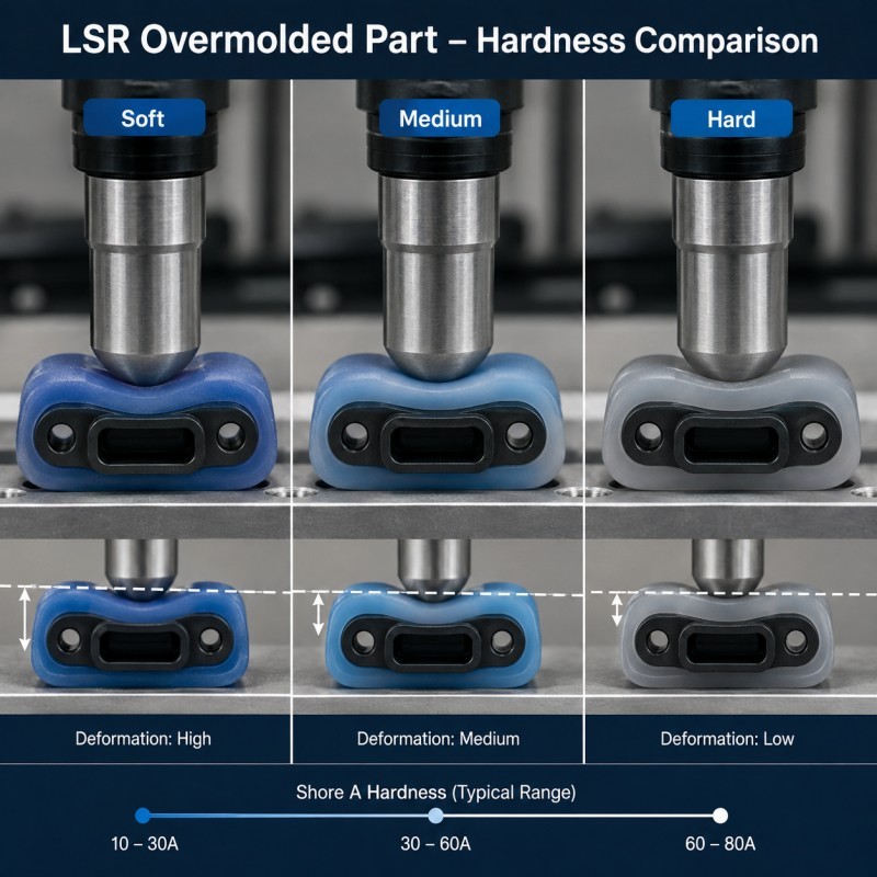 Silicone hardness comparison for LSR overmolding