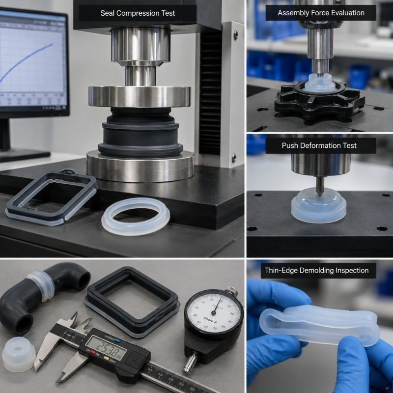 Silicone hardness compression and functional testing