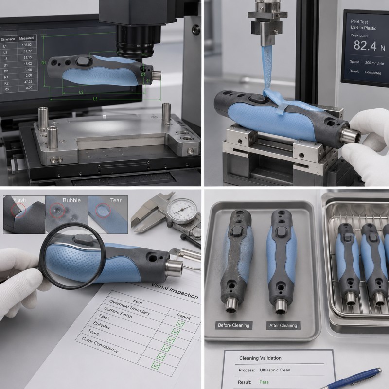 Medical surgical handle LSR overmolding inspection and validation