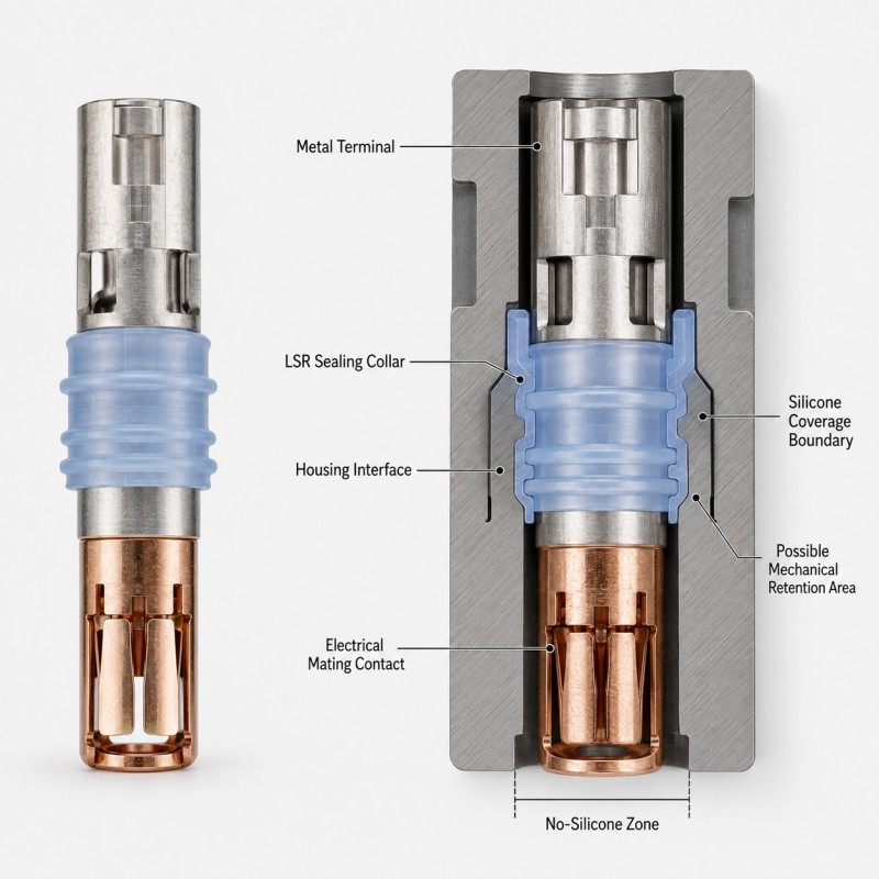 EV charging terminal LSR sealing collar anatomy