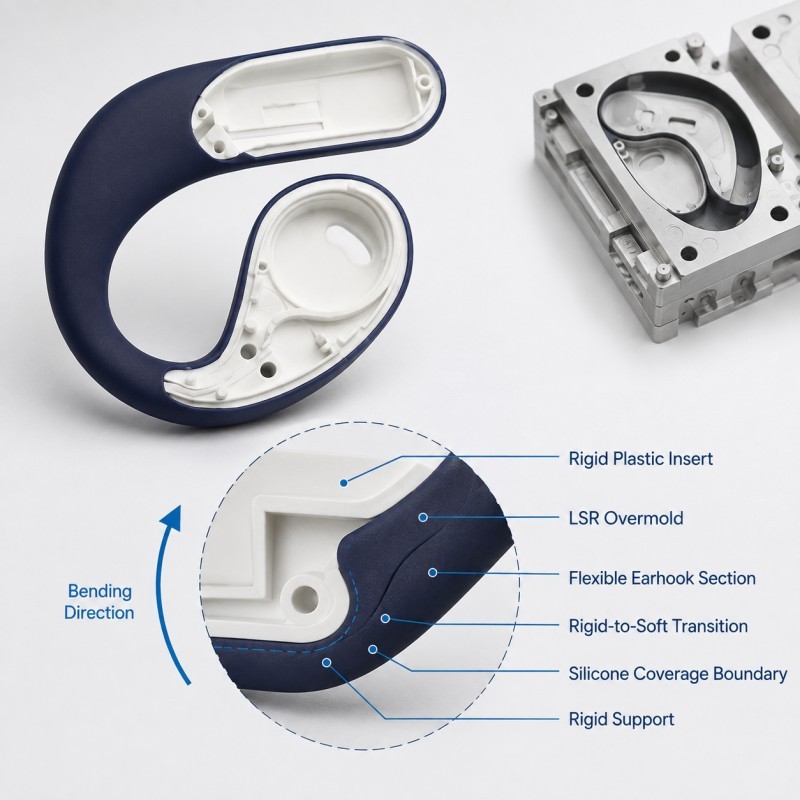 How Should the Rigid-to-Soft Transition Be Designed in LSR Overmolded Wireless Earhook Housings?