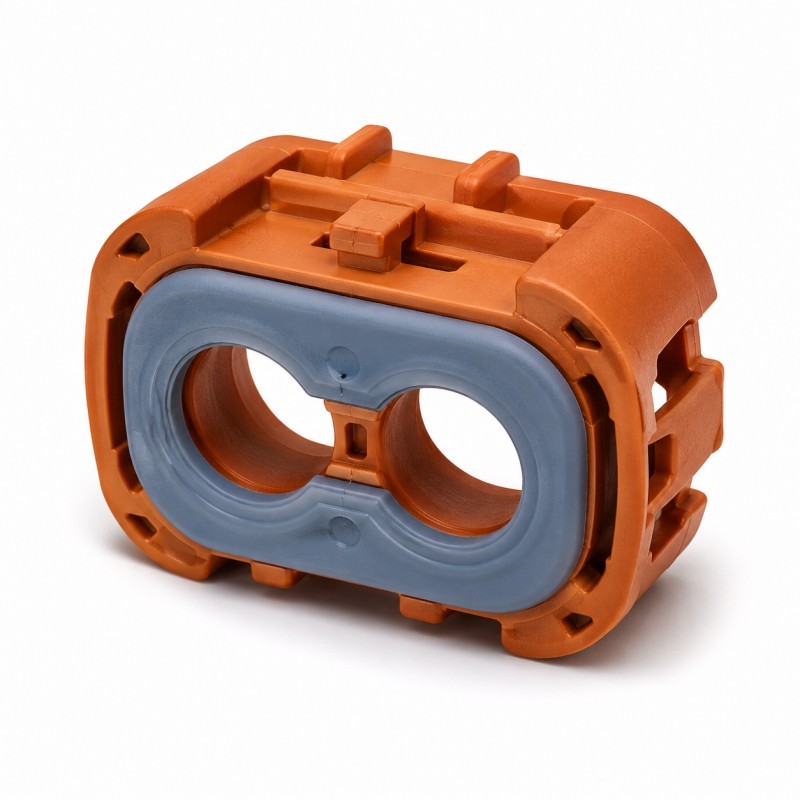 Automotive connector interface seal with LSR overmolded face sealing