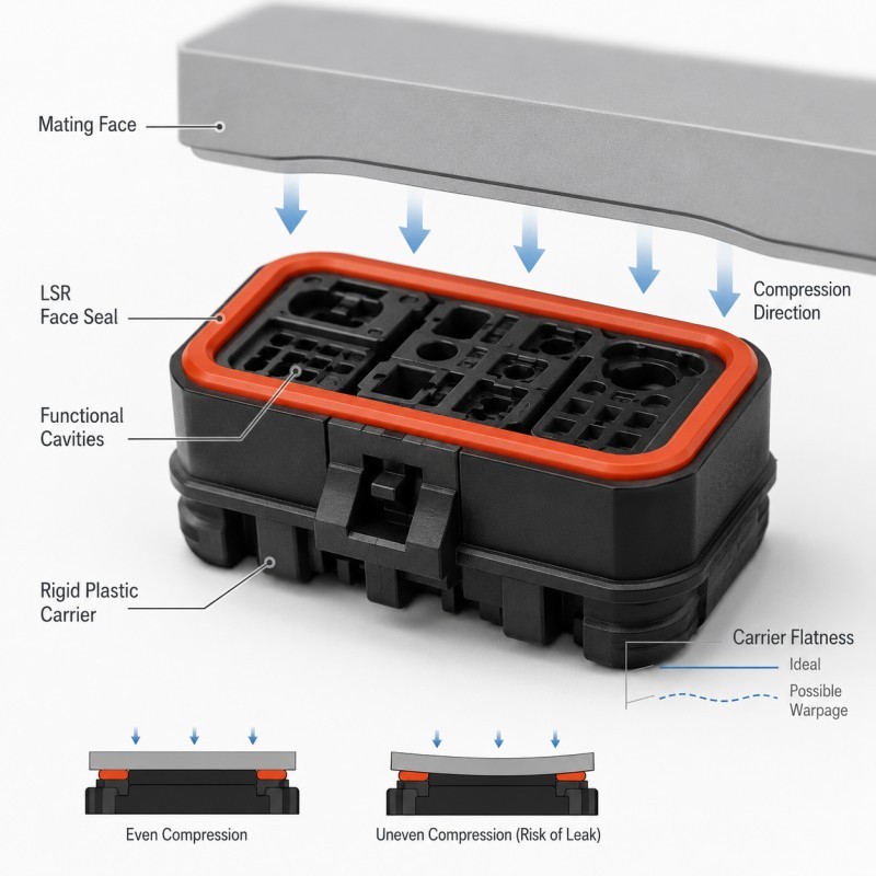 Why Do LSR Overmolded Connector Face Seals Leak When the Plastic Carrier Warps?