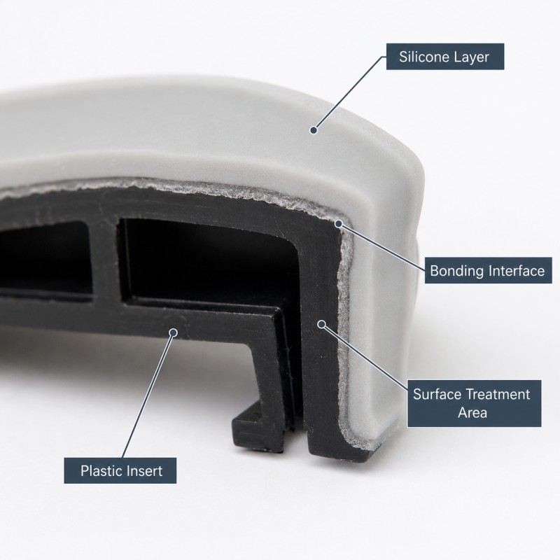 Silicone over plastic cross-sectional structure diagram